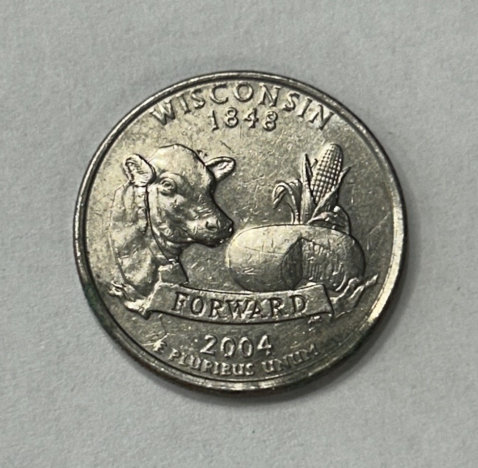2004 D Extra Leaf High Wisconsin State Quarter Error Coin