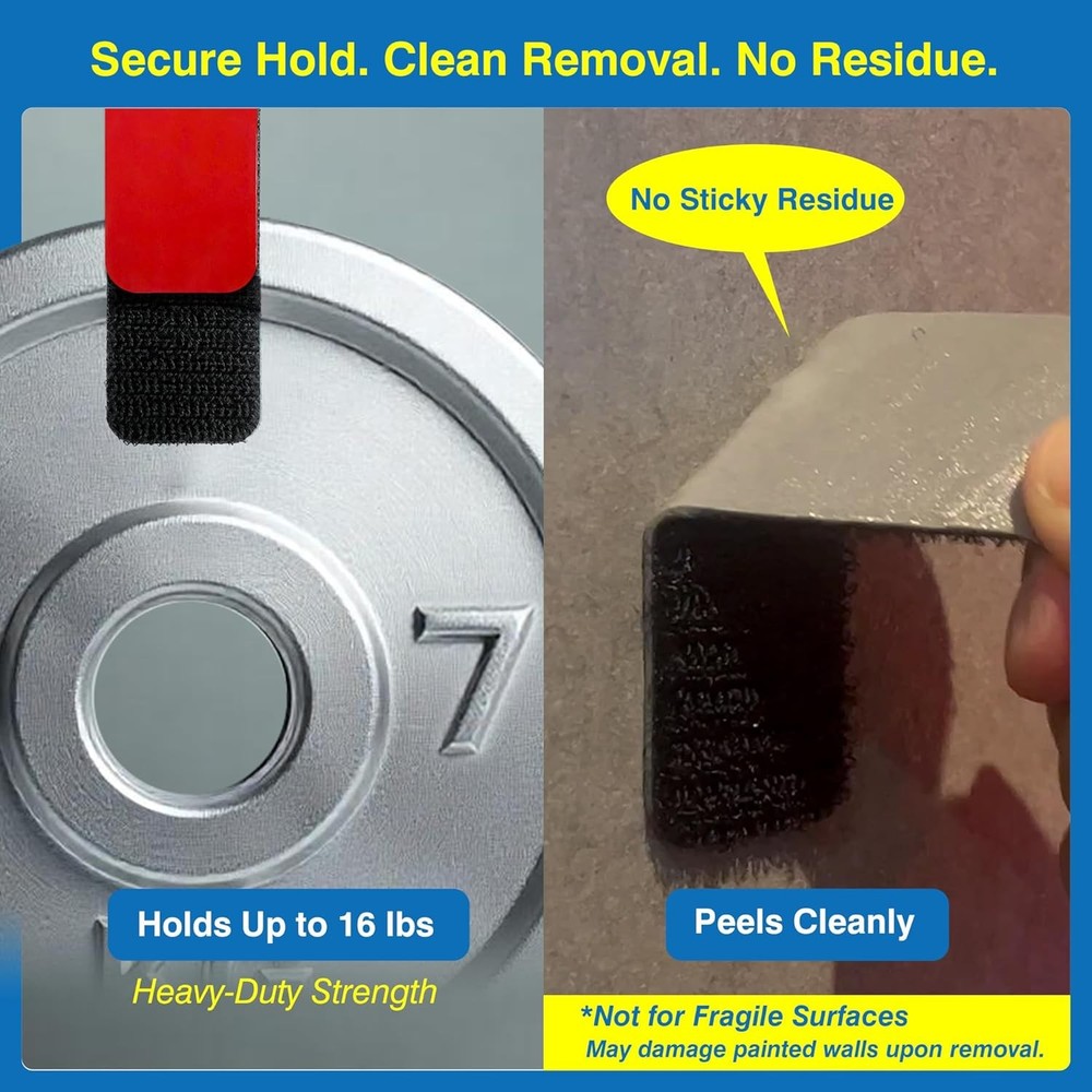 Adhesive Hook and Loop Strips Heavy Duty 8 Sets