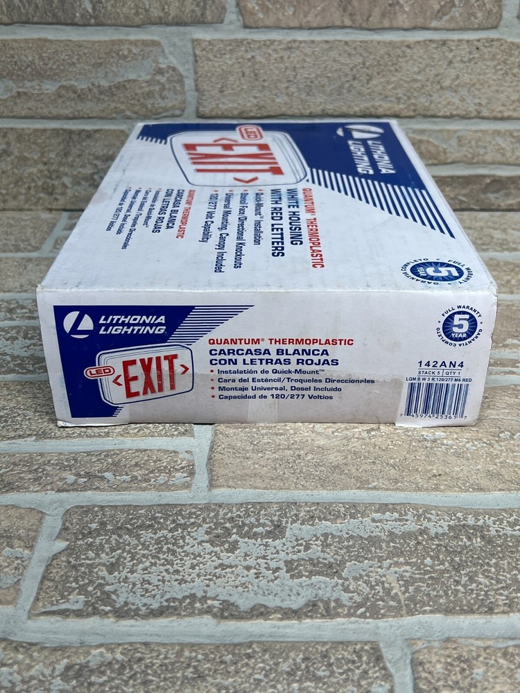 Lithonia Lighting Quantum Thermoplastic LED Emergency Exit Sign, Red Letters