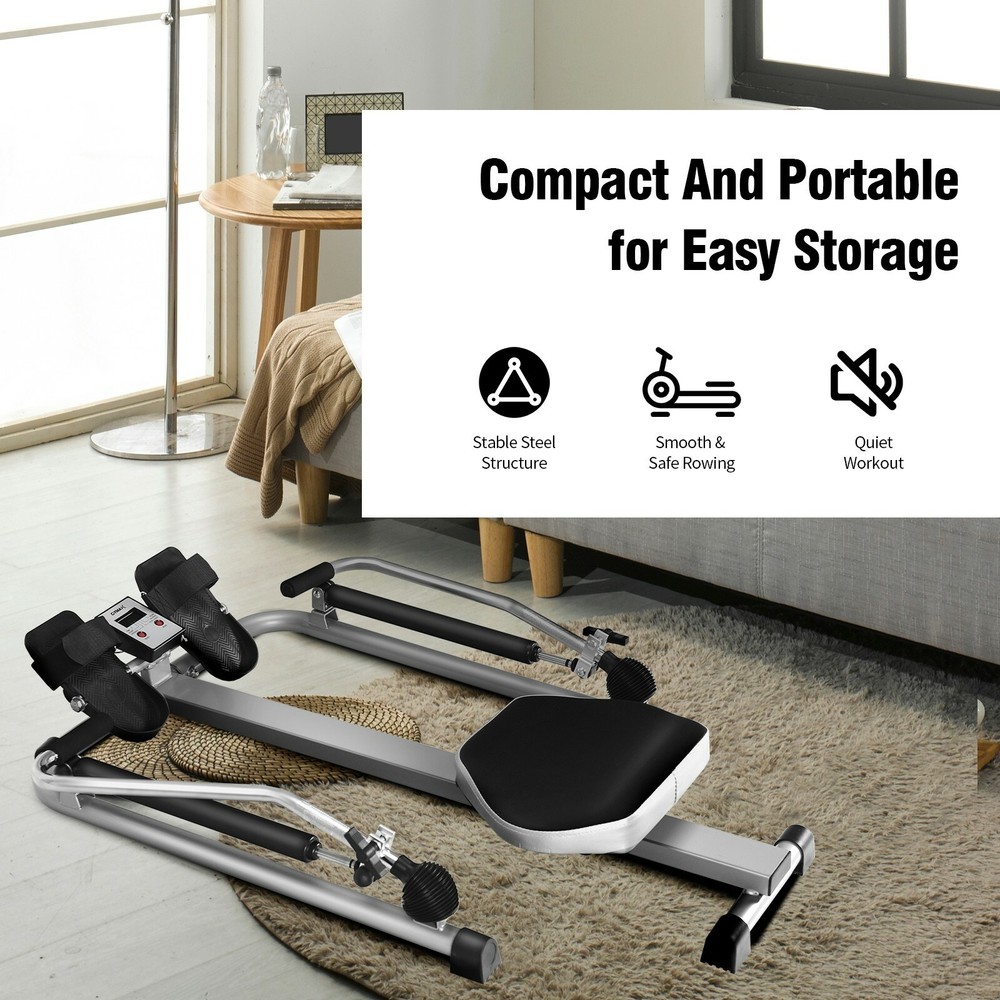 Exercise Rowing Machine Rower W/Adjustable Double Hydraulic Resistance Home Gym
