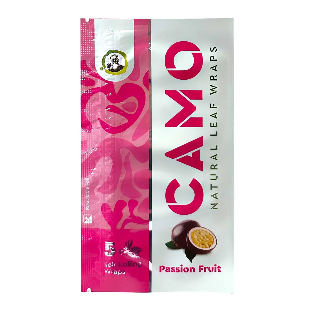Camo Wraps Natural Leaf Passion Fruit Wraps (5 Sheets) - 1 Pouch