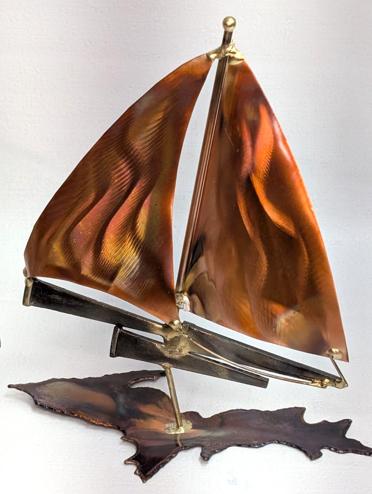 Copper and Brass Sailboat Sculptures