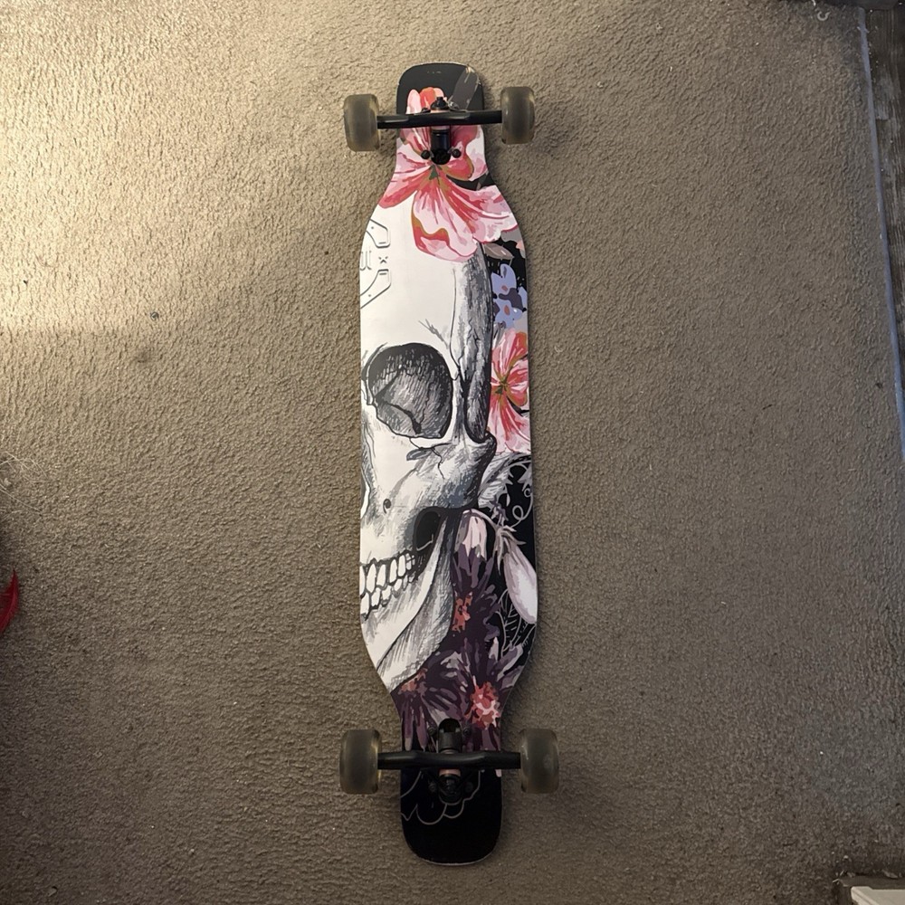 Amrgot Longboard Skeleton Graphic Skateboard Complete