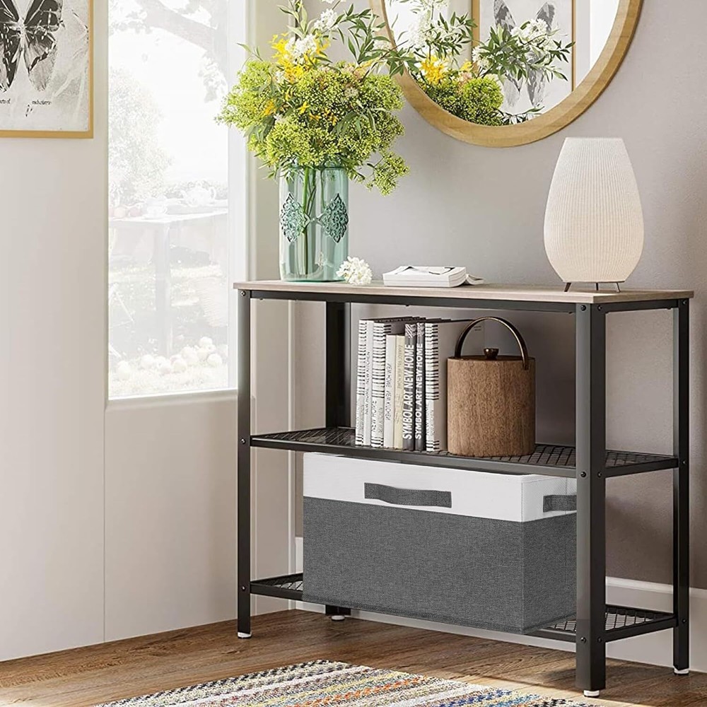 GhvyenntteS Storage Bins [3-Pack] Large Fabric Large-3 Pack, Grey-3 Pack