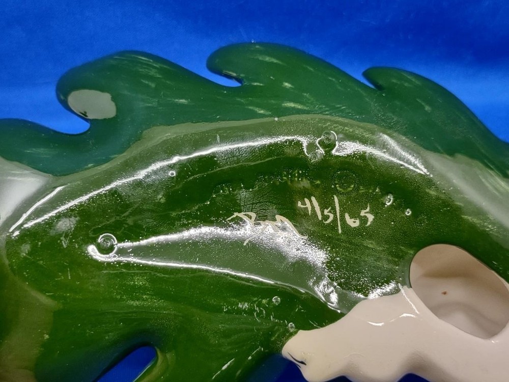 Vtg Atlantic Mold Set 2 Ceramic White Bunny Leaf Trinket Candy Dishes Easter '65