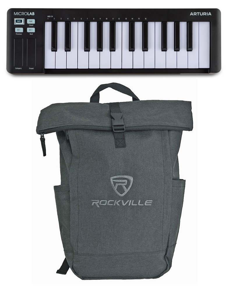 Arturia MICROLAB MK3 Black 25-Key MIDI USB Keyboard Controller+Backpack