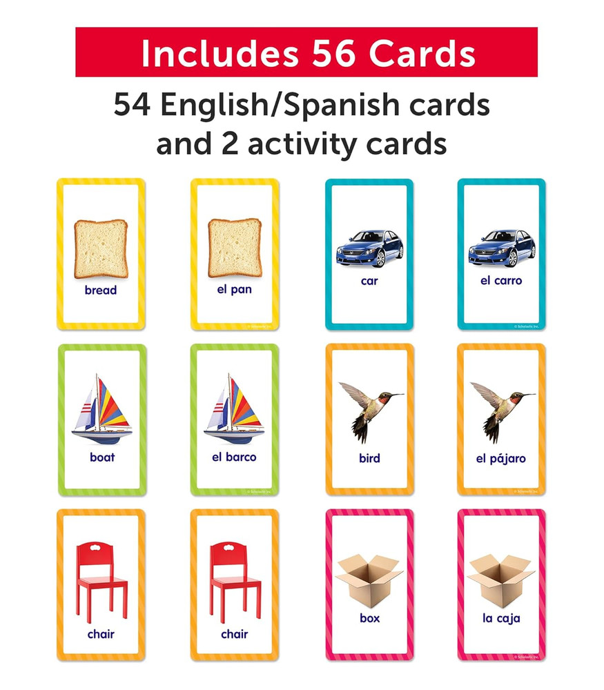 English-Spanish First Words Flash Cards
