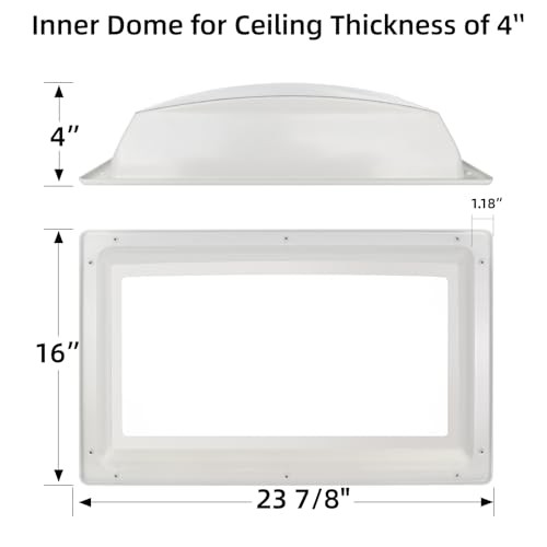 RV Skylight Replacement Bundle,18" x 26" Skylight Outer Dome Fit 14" x Clear