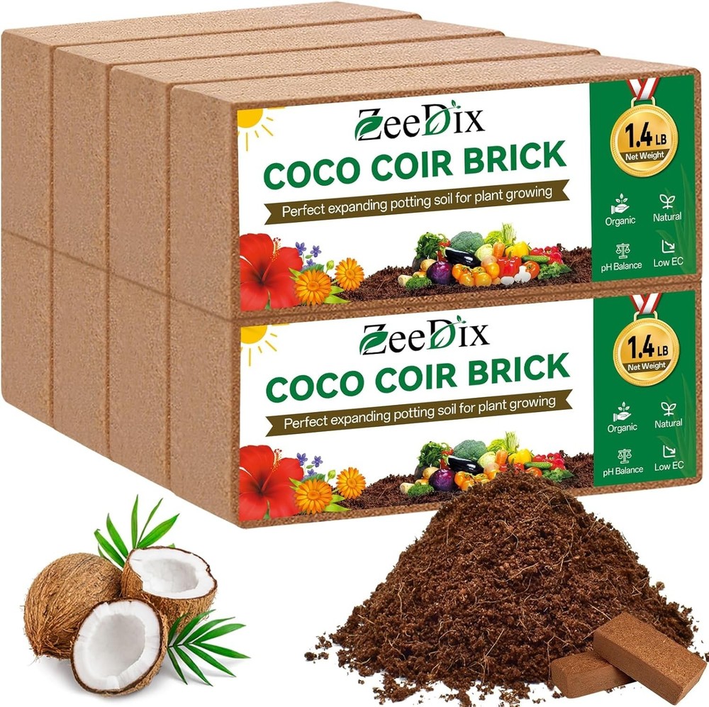 8 Pack Organic Coco Coir Bricks - 100% Natural & Sustainable Gardening Solution