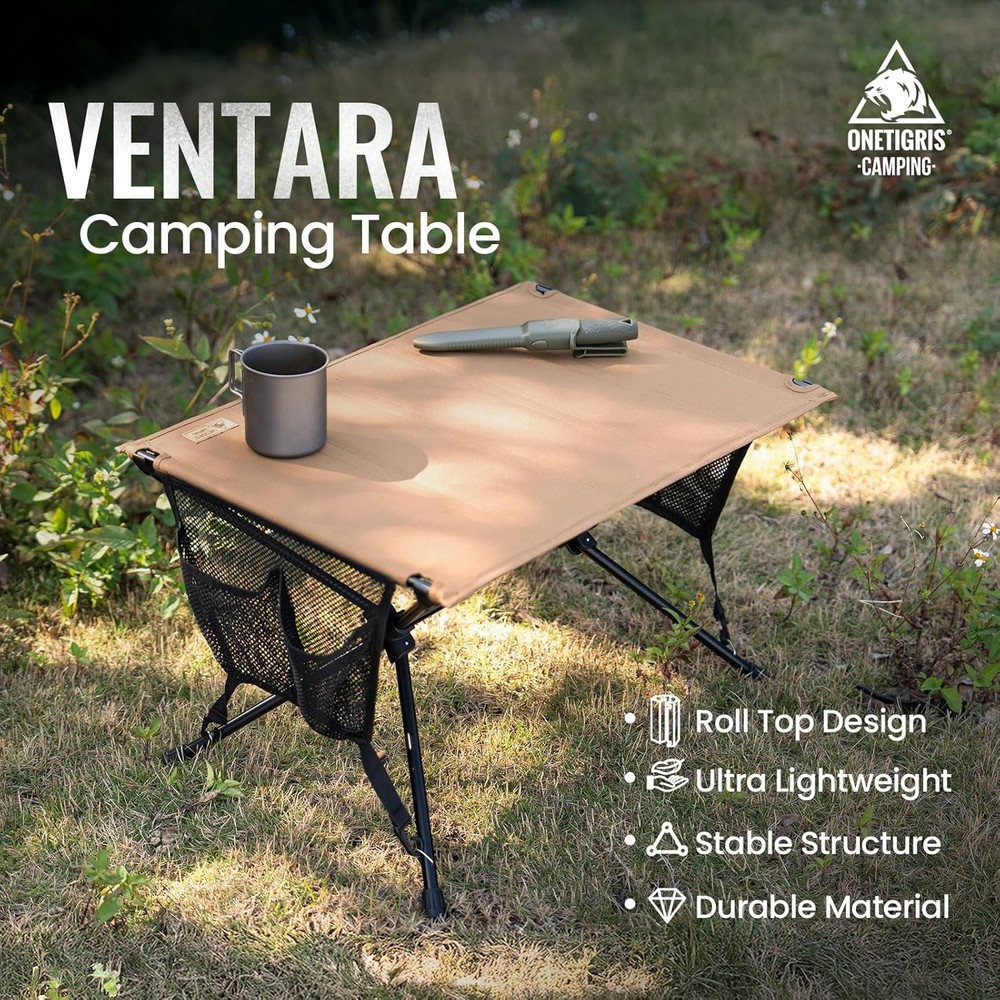 VENTARA Camping Table Ultralight Foldable Table Sturdy & Quick Setup Weighs Only