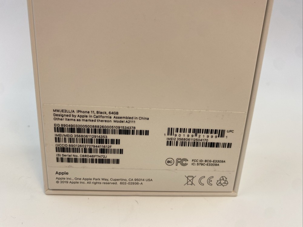 Apple iPhone 11 64GB Black EMPTY BOX ONLY.