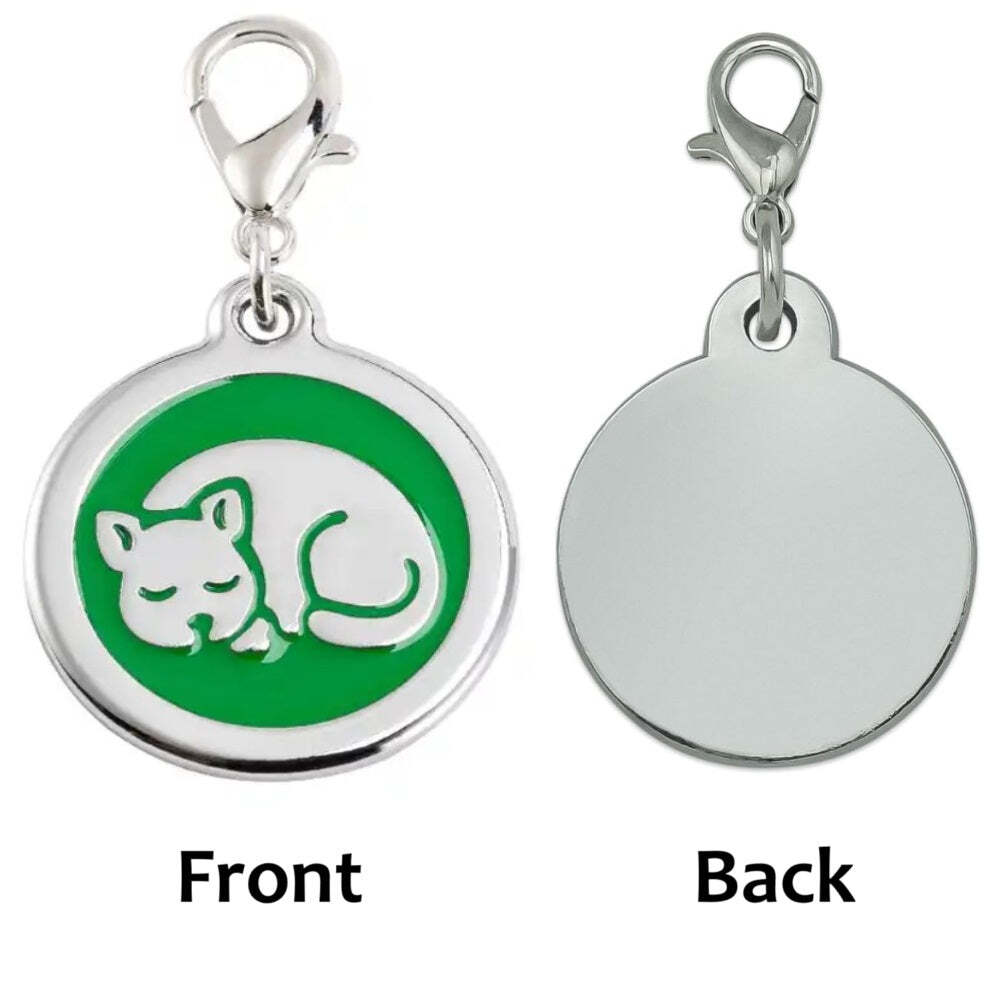 Personalized Sleeping Pet ID Tags with Trigger Snap Hook for Kittens and Cats