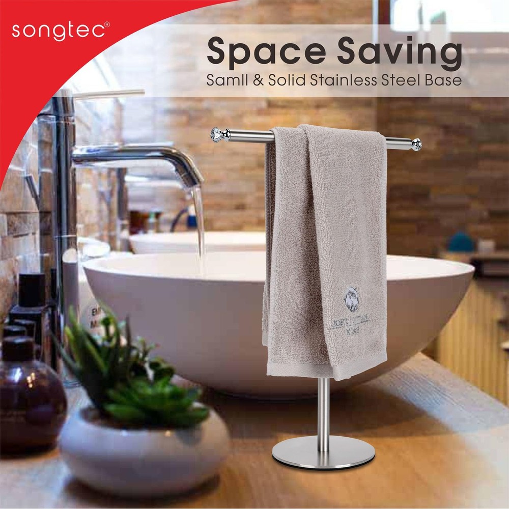 Hand Towel Holder Stand with Crystal knobs, Fingertip Towel Rack, Rust-Proof ...