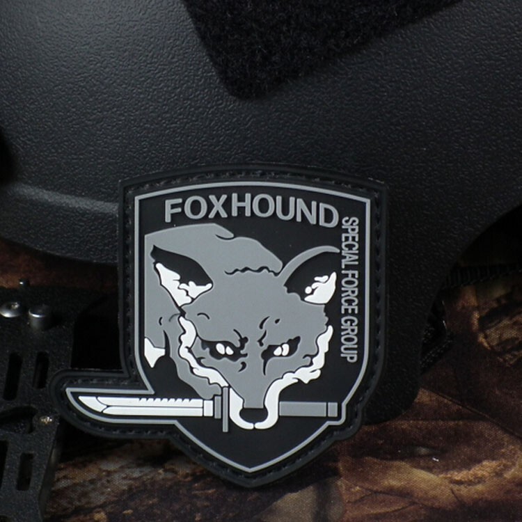 3D Pvc FOX HOUND Metal Gear Solid Specia Force Group Rubber Hook Loop Patch Gray