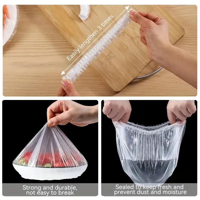 100 Disposable Food Covers - Fresh-Keeping Saran Wrap for Kitchen Storage