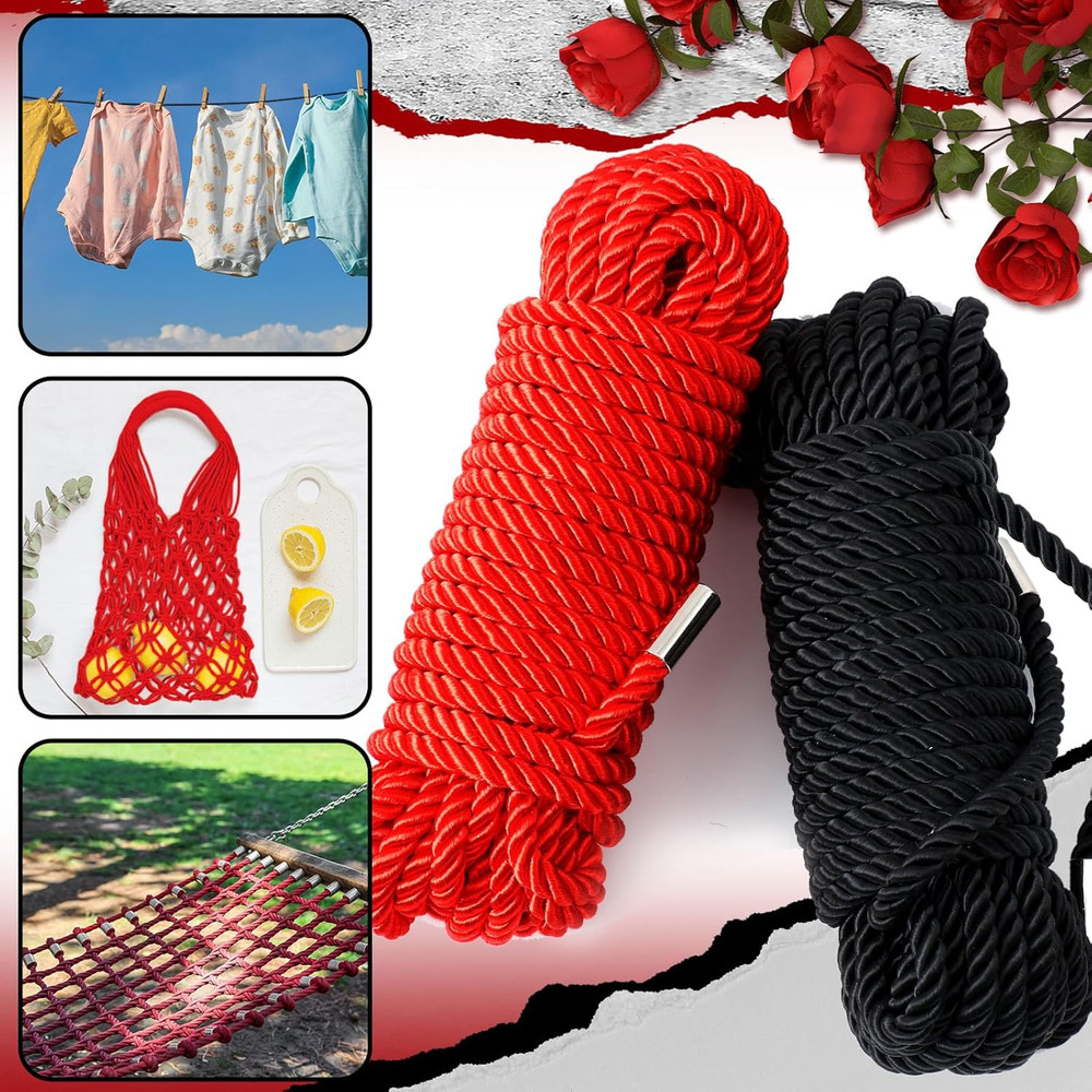 4 Pcs Valentine Craft Rope Kit - Includes 2 Bundles Soft Silk Cords & 2 Adjustab