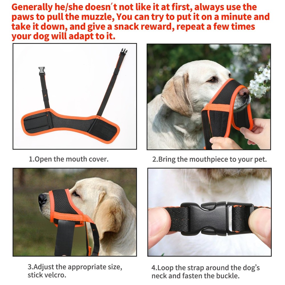 Dog Muzzle,Soft Nylon Muzzle Anti Biting Barking Chewing,Air Mesh Breathable ...
