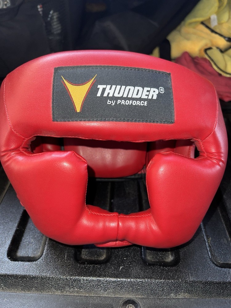 ProForce® Thunder Vinyl Full-Face Boxing Headgear Red S/M