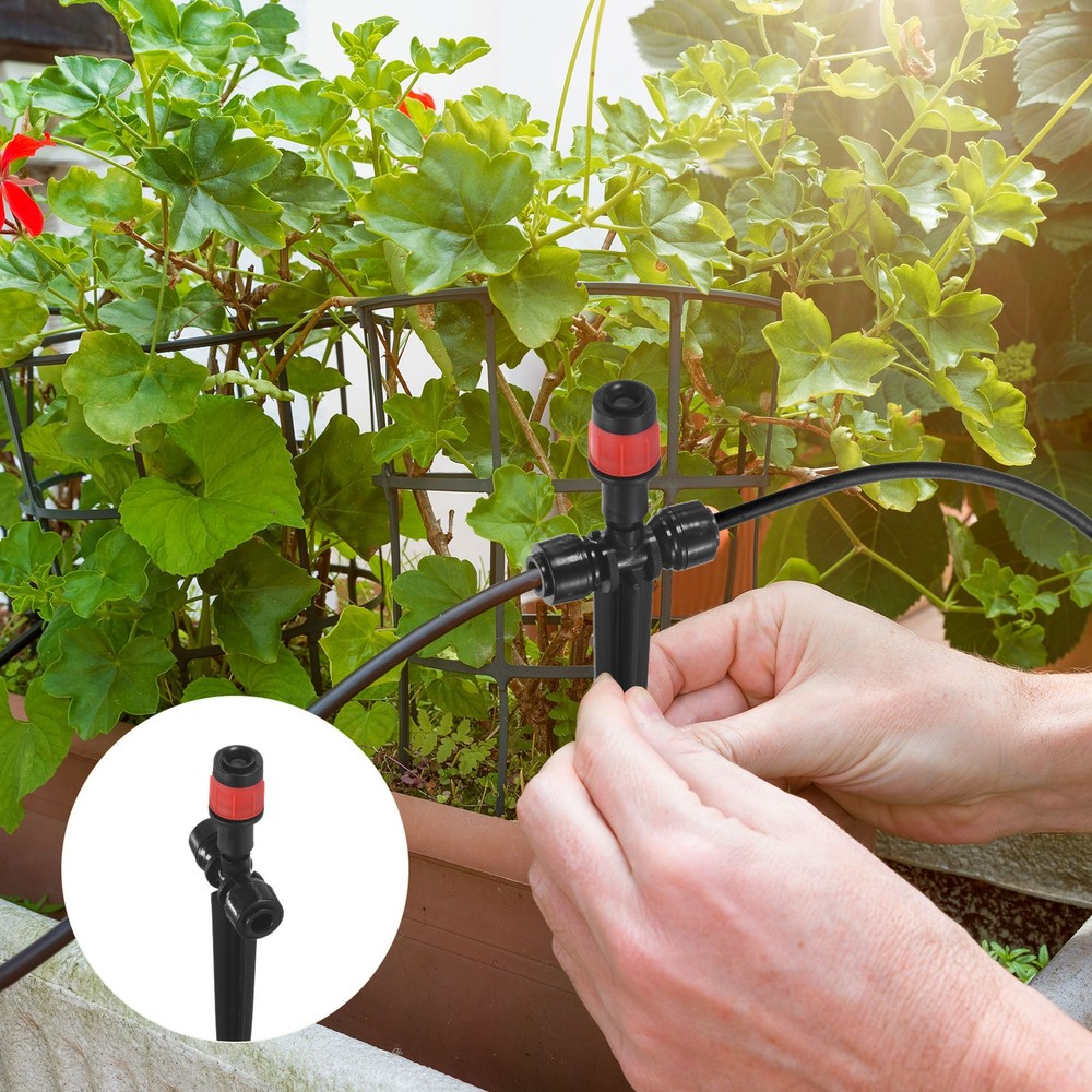 24-Pack Drip Irrigation Emitters, Adjustable 360 Degree Drippers, Red