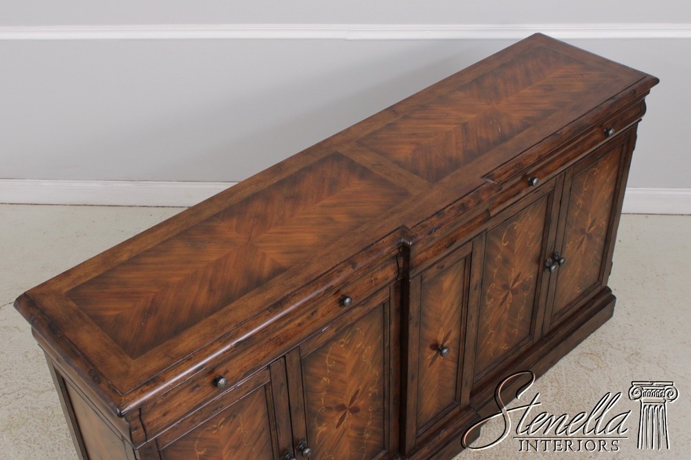 L72635: Continental Style Inlaid Front Distressed Sideboard Console