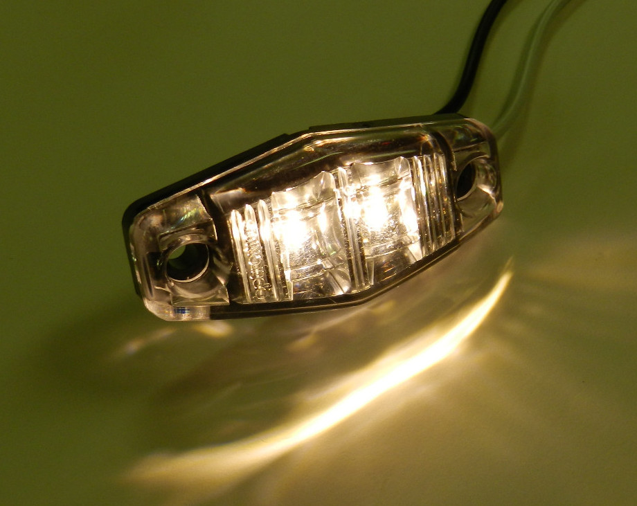 (1) CLEAR / WHITE LED Camper Trailer surface mount light Clearance Optronics