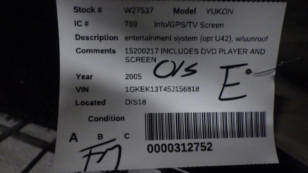 05 GMC YUKON Info Screen 15200217