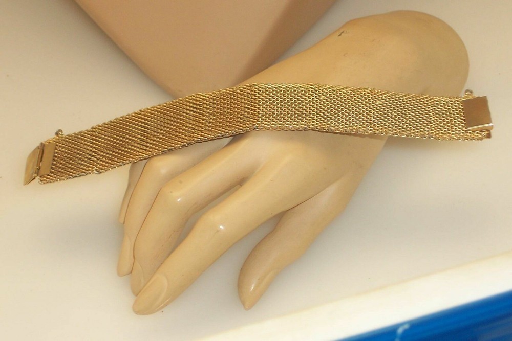 Vintage Wide Damacene Enamel Panel Bracelet