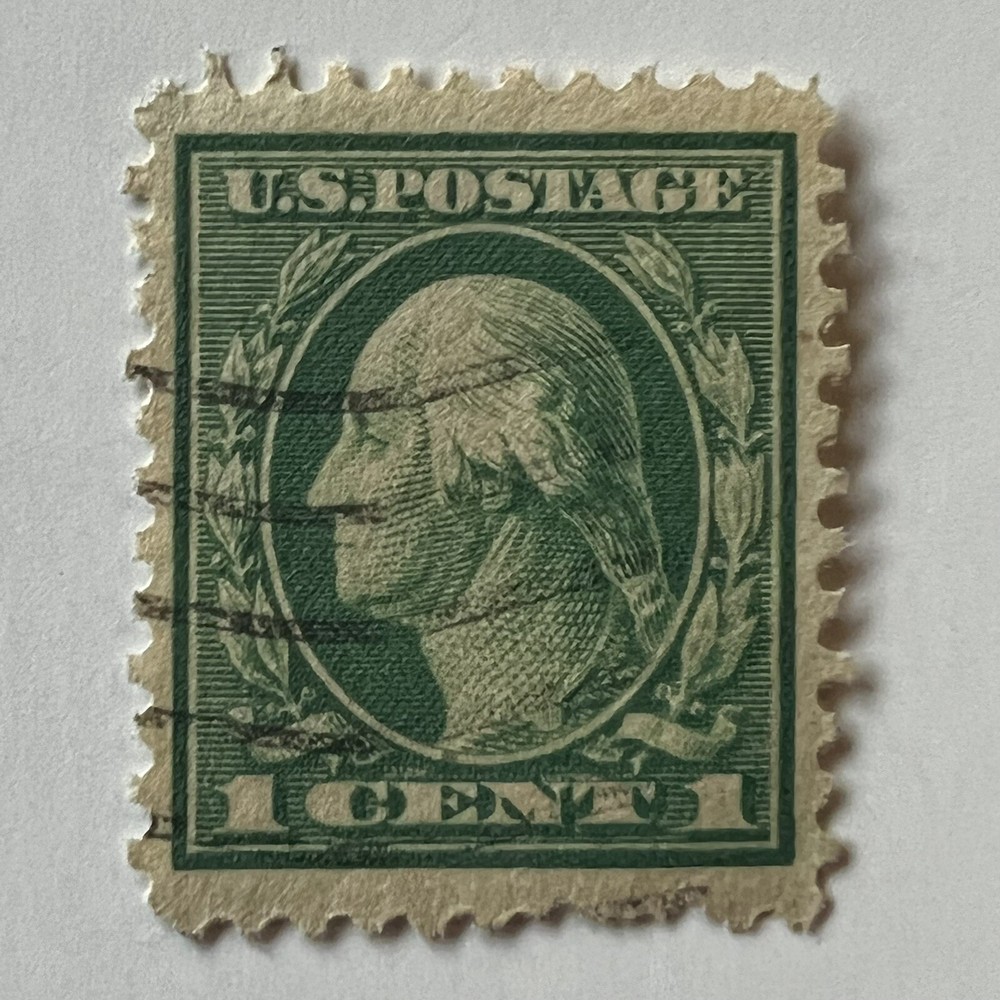 ERROR U.S. 1C US WASHINGTON STAMP WITH SHIFTED PRINTING ON BACK