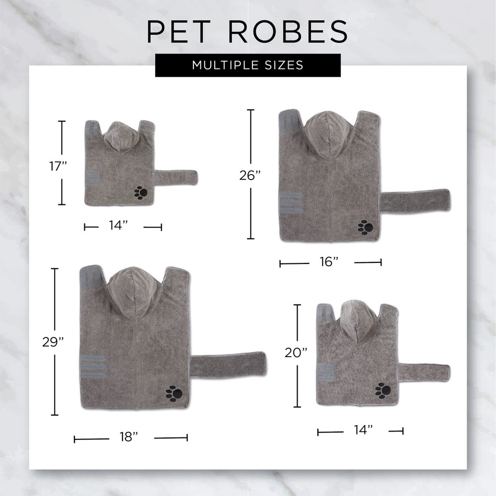 Pet Robe Collection, Embroidered Absorbent Microfiber Bath Robe with Adjustab...