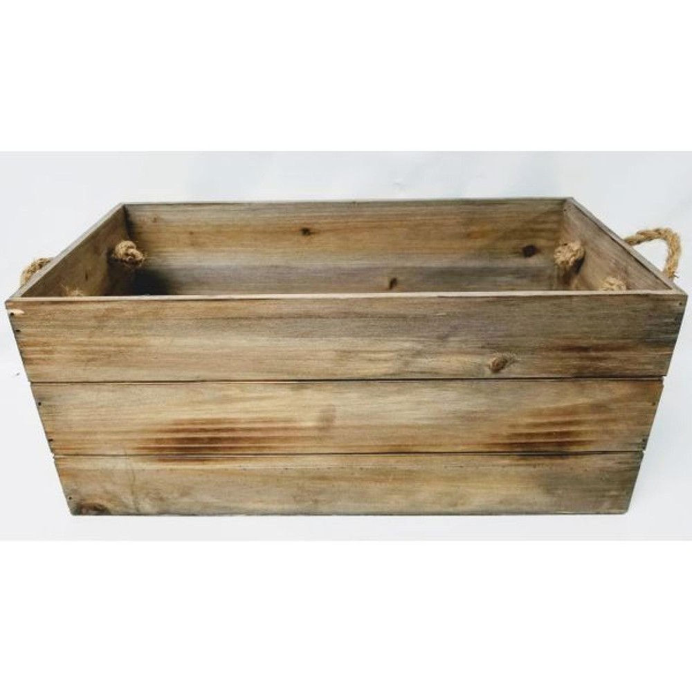 Wood With Rope Handles Crate
