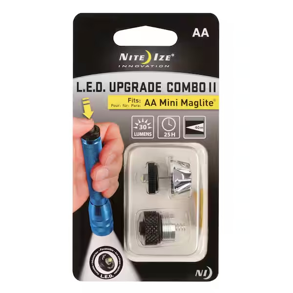 Flashlight Upgrade Kit LED Bulb 30 Lumen, Push Button Switch for Aa Mini Maglite