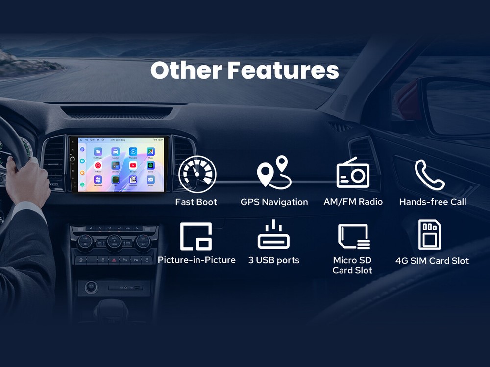 10.1-inch CarPlay Android Auto Car Stereo 4+64GB Android 13 Support Front Camera