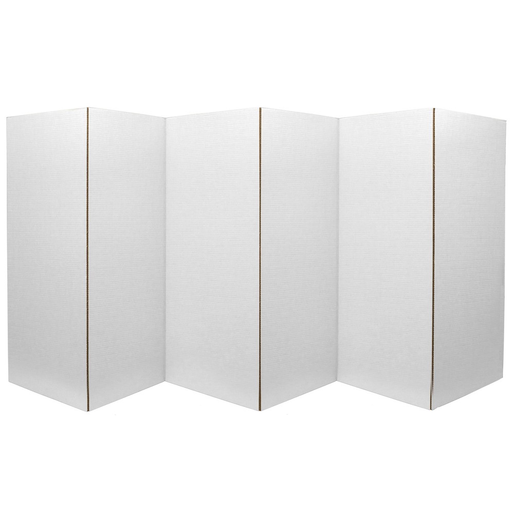 3 ft. Short White Temporary Cardboard Folding Screen - 6 Panels