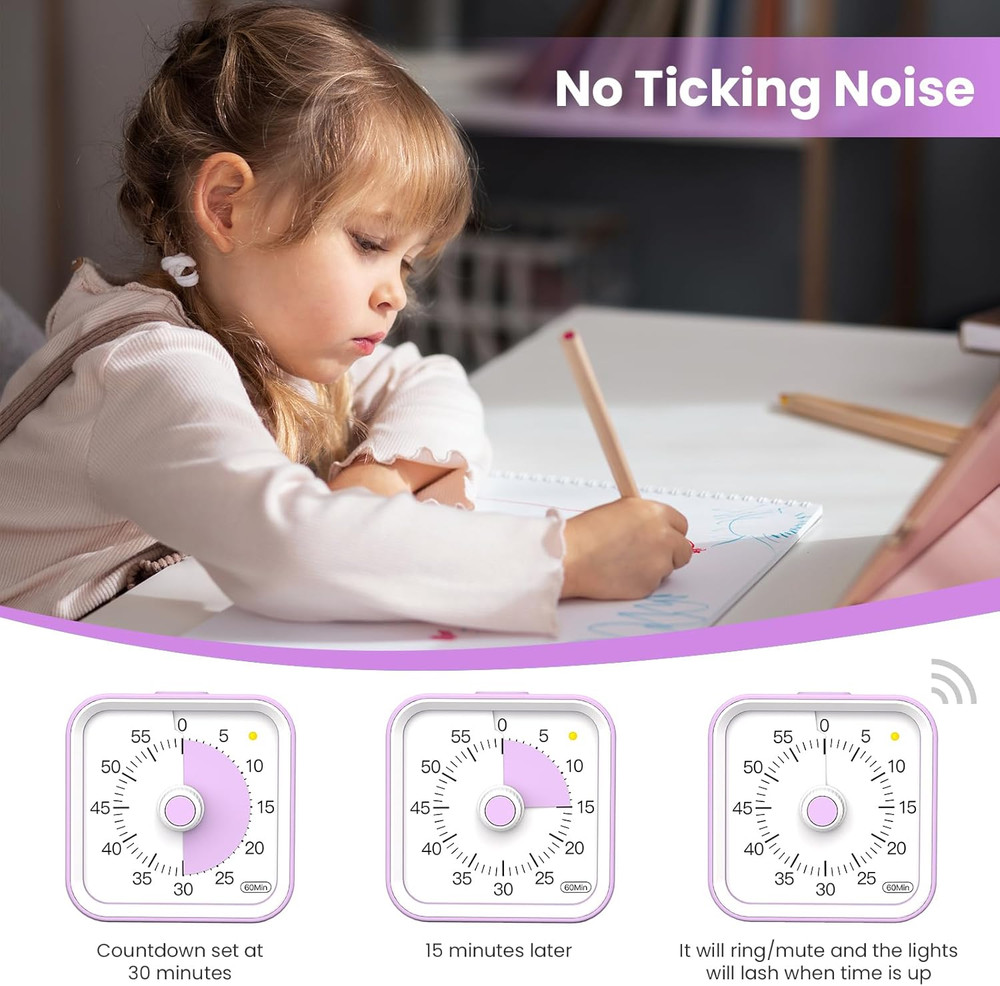 Visual Timer for Kids with Pause Function, 60 Minute Countdown Timer for Kids De