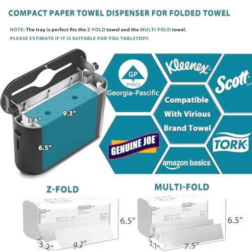 Compact Multifold Paper Towel Dispenser - Space-Saving Holder for Kitchen & Bath