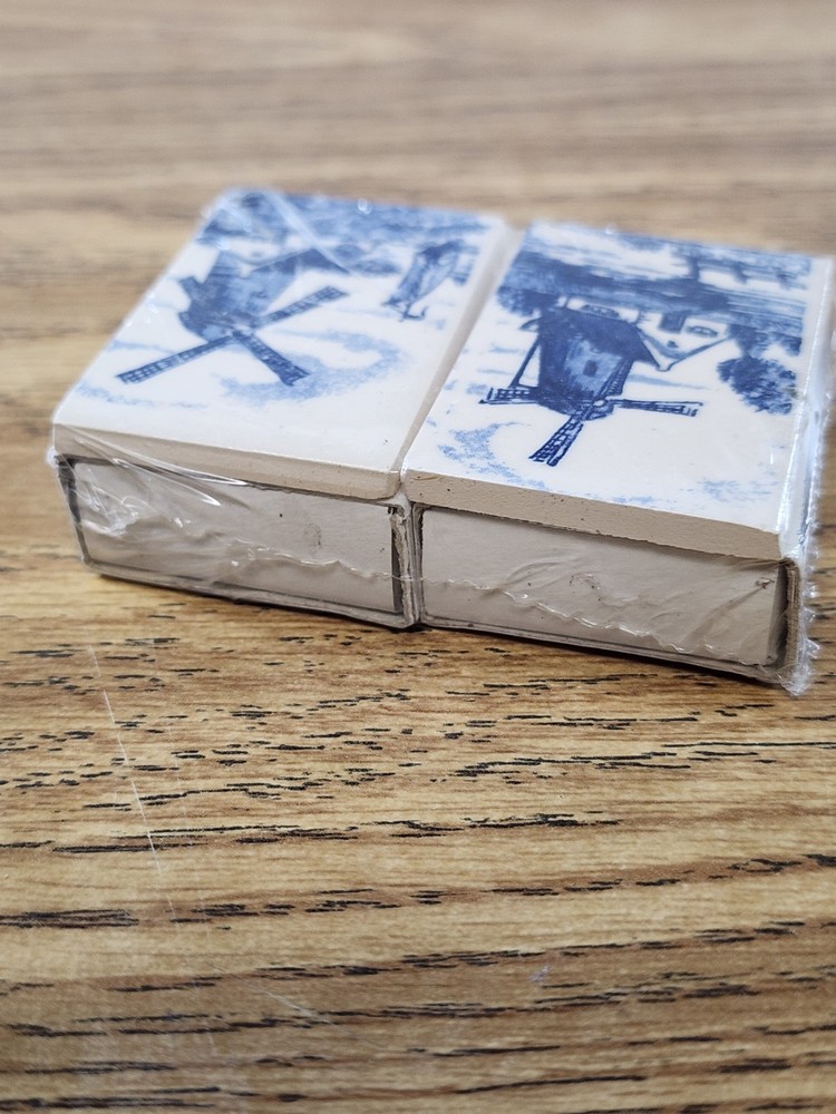 Matchbox Ceramic Decorative Top Blue & White Dutch Windmill