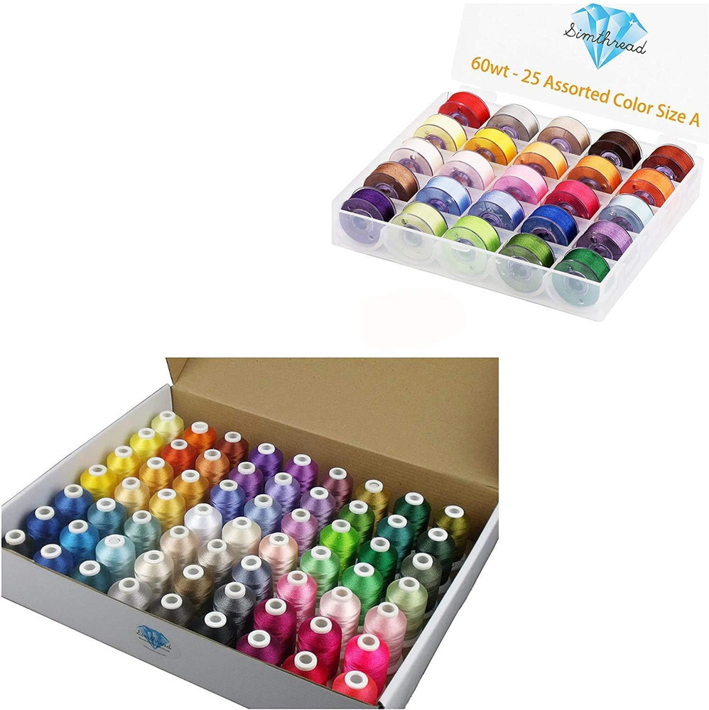 Brother 63 Color Embroidery Thread Bundle with Prewound Bobbins