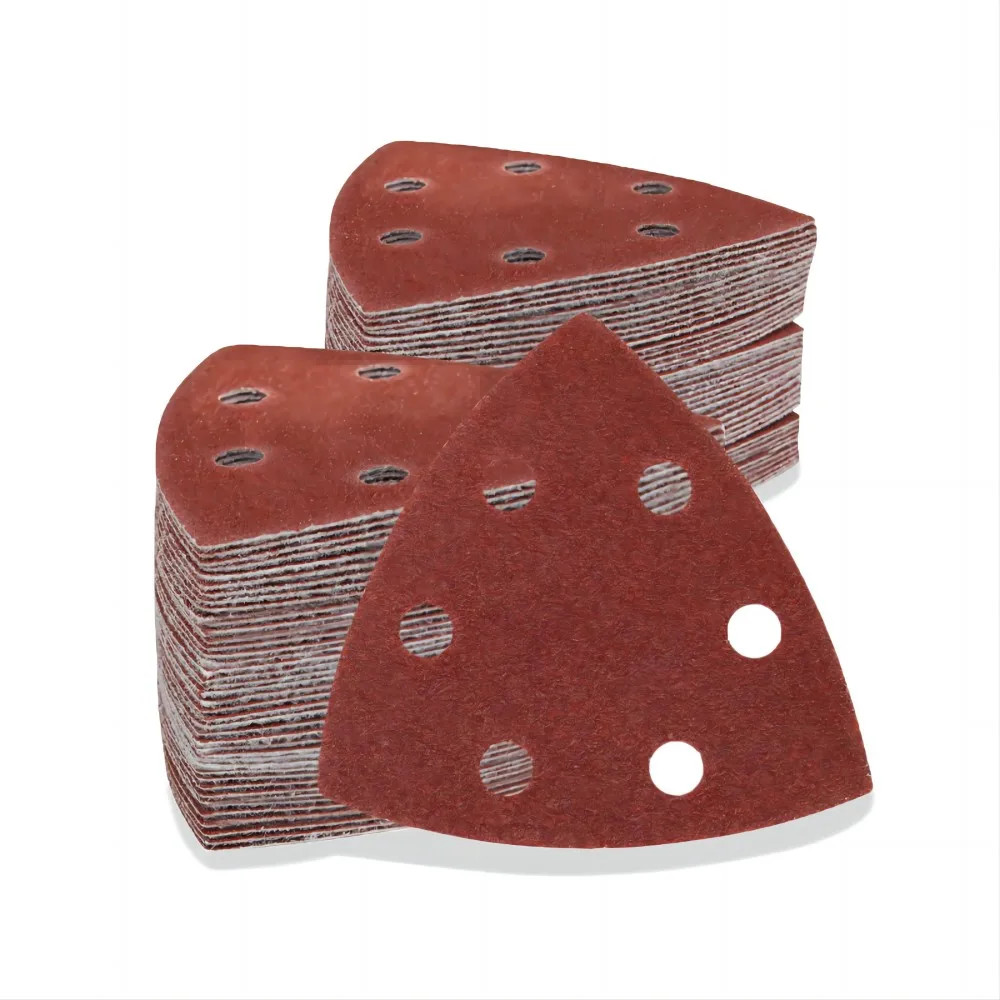 100PCS Triangular Sandpaper 90mm Hook and Loop Sanding Paper 60 to 240 Grit fo