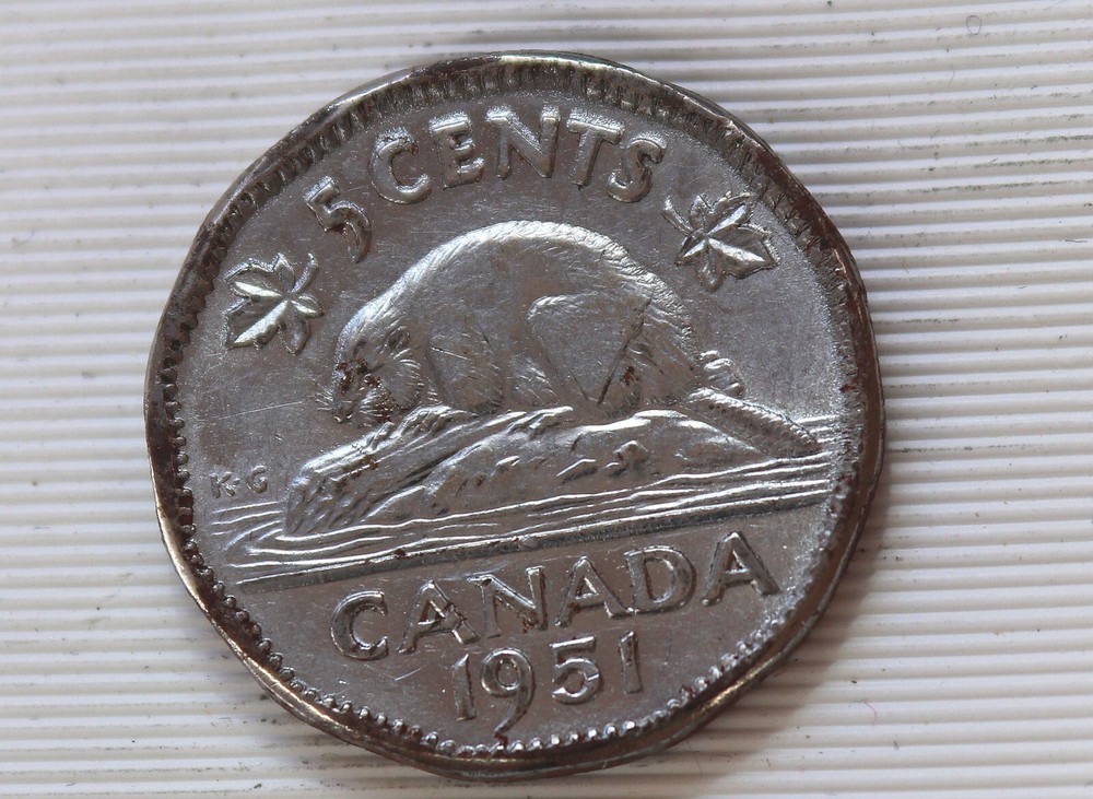 1951 Canada 5 Cents Double Cents Error