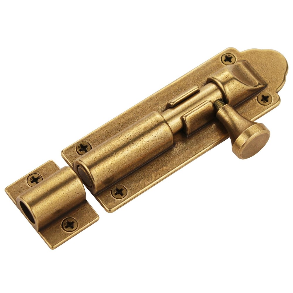 Runningfish Solid Cast Brass Barrel Bolt, Antique Door Slide Bronze