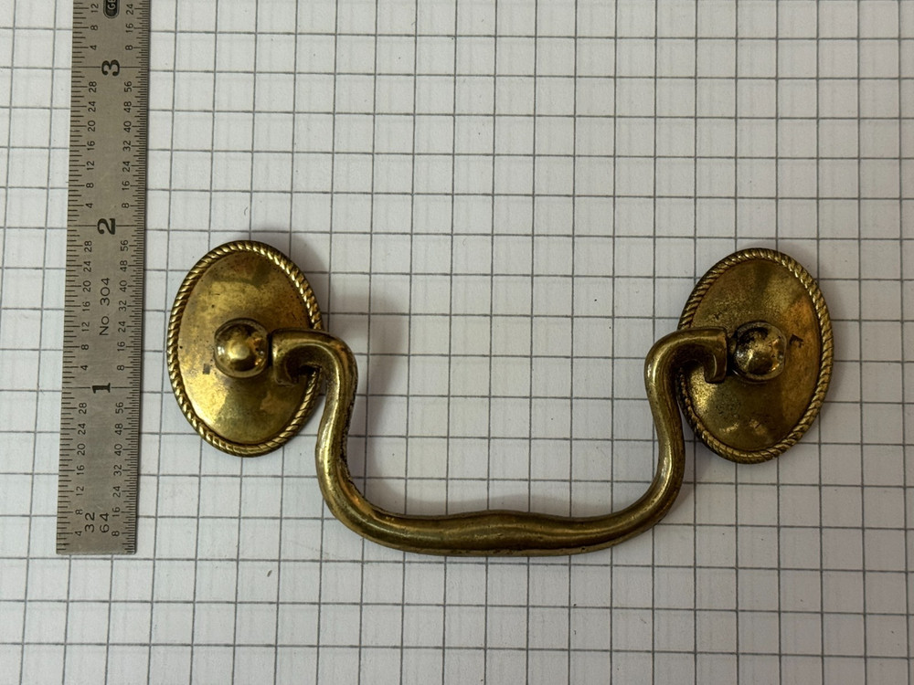 Original Henkel Harris Brass 3 in cc Drop Pull Handle K4694