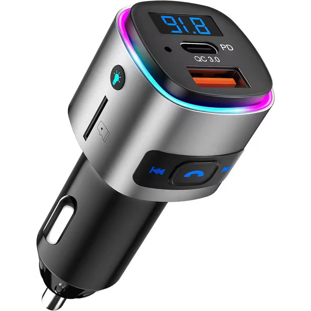 Bluetooth 5.3 FM Transmitter Car Adapter Wireless Hands-Free Calling PD 30-Watt