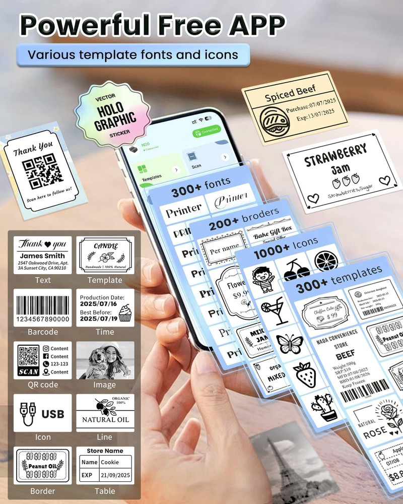 Label Makers, Label Maker Machine with Tape, Bluetooth Label Maker, Portable The