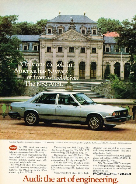 1982 Audi 5000 Turbo Original Advertisement Print Art Car Ad D04
