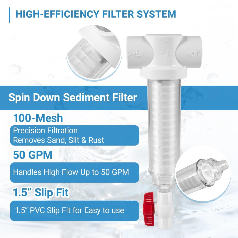 100 Mesh Spin Down Sand Separator 50 GPM For Sediment Water Filter System