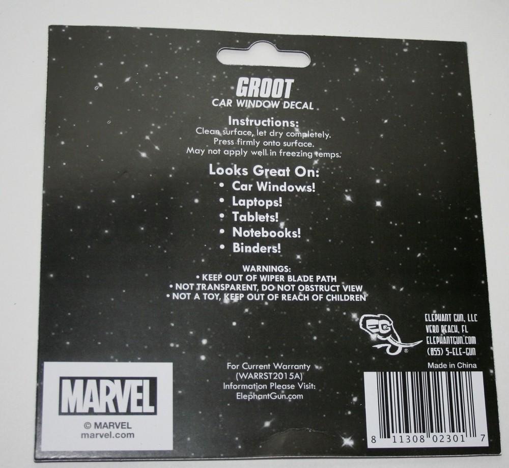 Official Marvel Comics Groot GOTC Jeweled Window Sticker