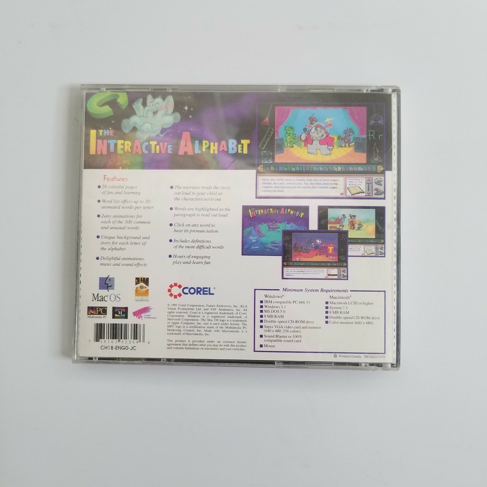 The Interactive Alphabet (PC, Program) Corel Y