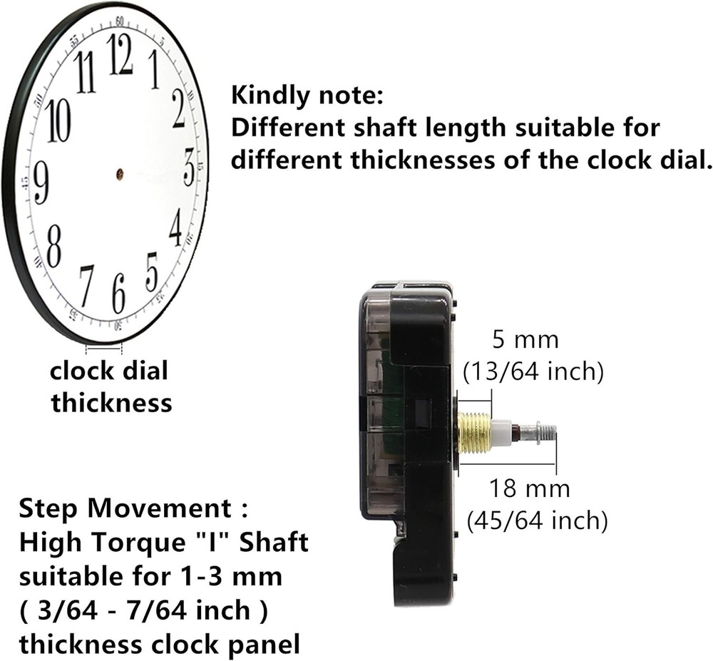 Elegant Black Quartz Clock Movement DIY Kit - Includes Hands & Hardware