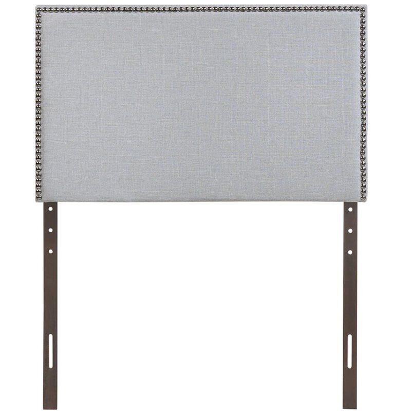 Hawthorne Collections Modern Fabric Upholstered Twin Panel Headboard in Sky Gray