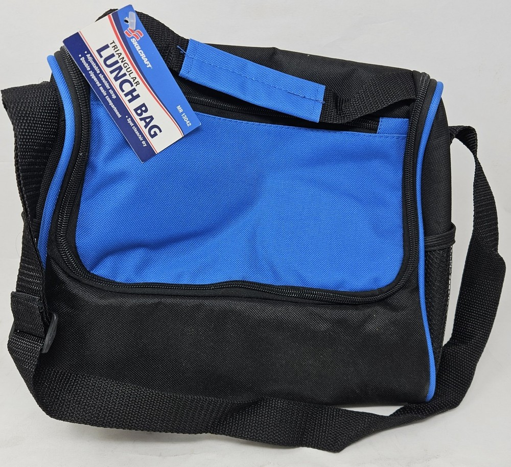Skillcraft 13042 Triangular Lunch Bag Blue w/ Shoulder Strap